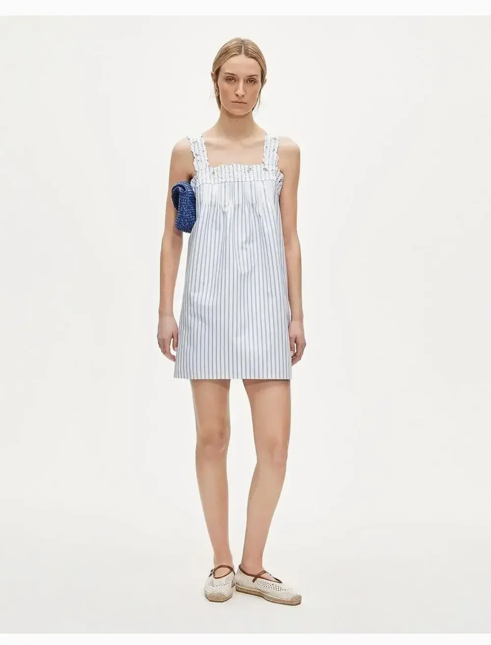 J Crew Ondine Dress S Stripe NWT CU783 Floral Blue White Travel Resort Coastal